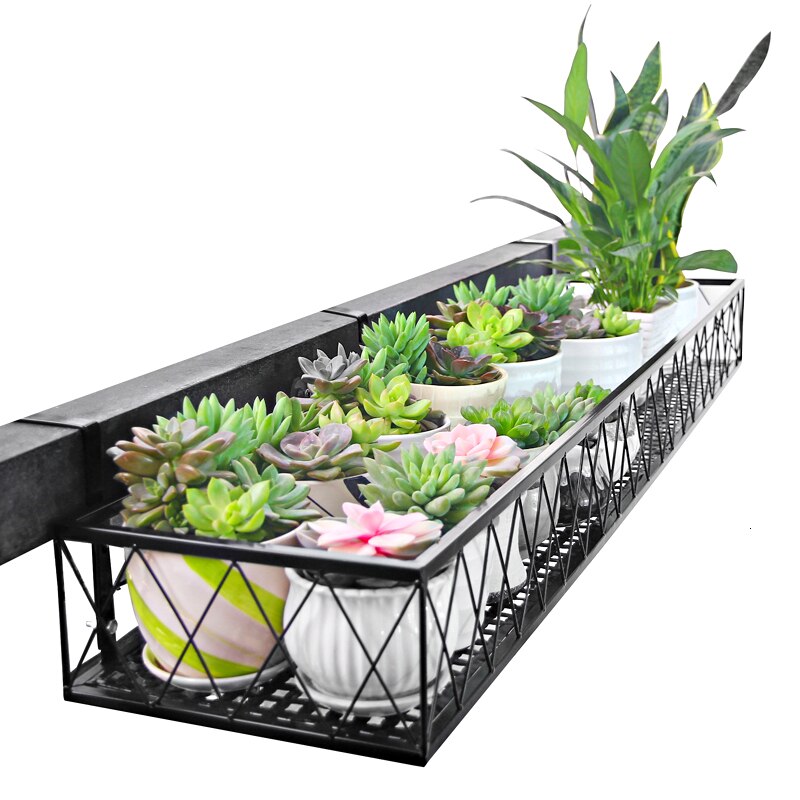 Balcony Flower Rack Suspension Iron Art Guardrail Flowerpot for Railing