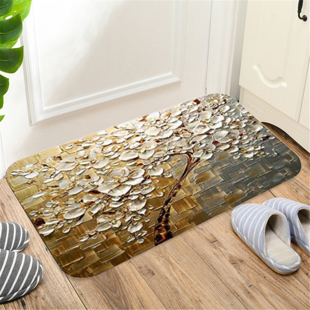 Pack of 2 Carpet - Tree Pattern Anti-Slip Door Mats Kitchen Bathroom Living Foom Floor Mat Rug 2