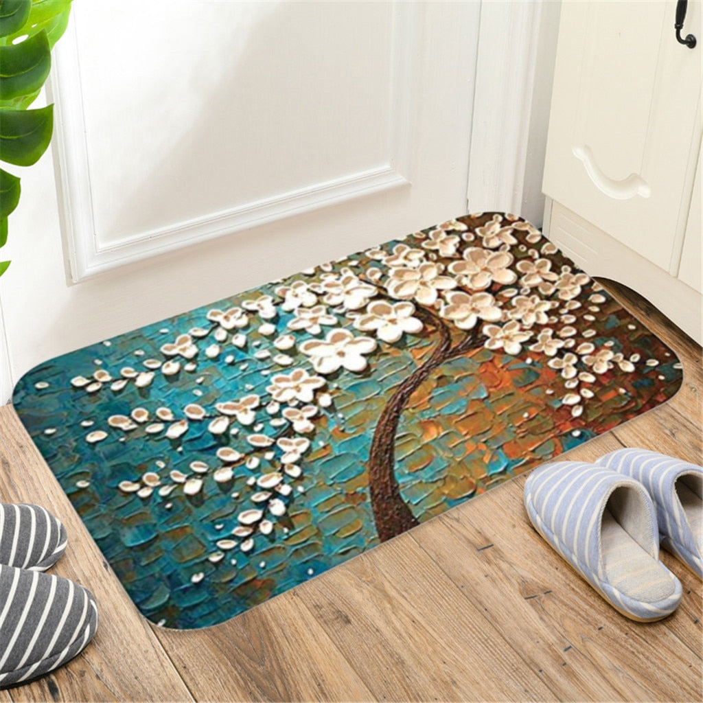 Pack of 2 Carpet - Tree Pattern Anti-Slip Door Mats Kitchen Bathroom Living Foom Floor Mat Rug 4