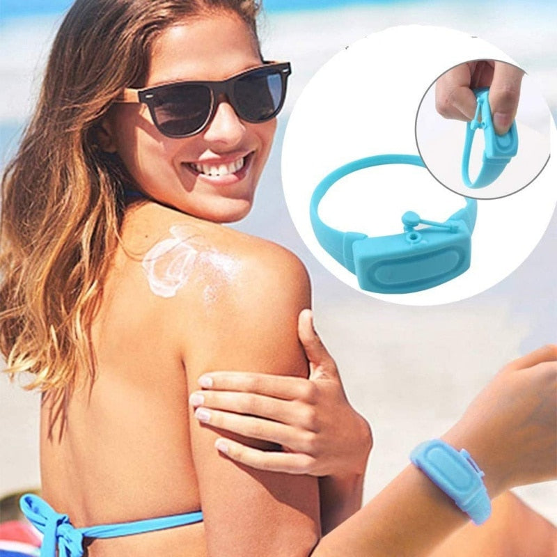 Portable Hand Sanitizer Dispensing Silicone Wearable Dispenser Pump Wrist Band