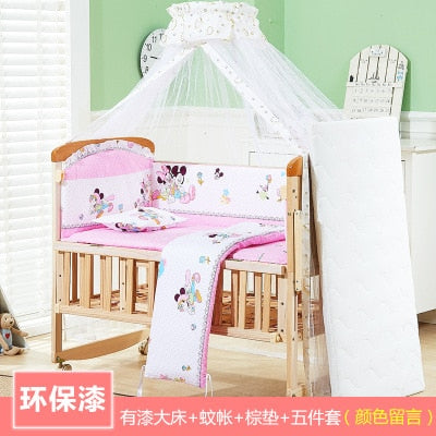 Solid Wood Crib Paint-Free Baby Bed Bassinet
