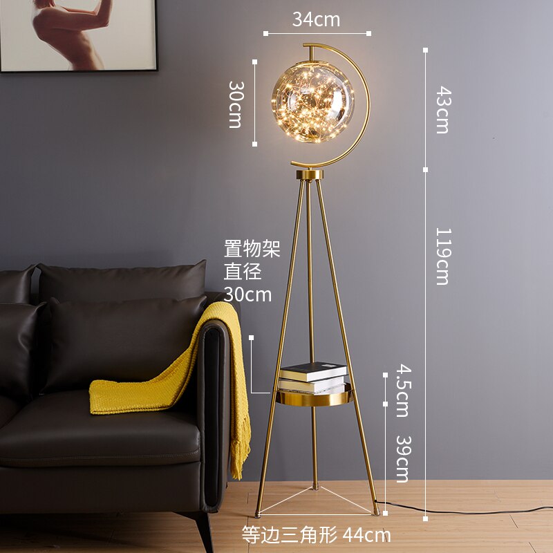 Floor Lamp for Living Room with Glass Ball
