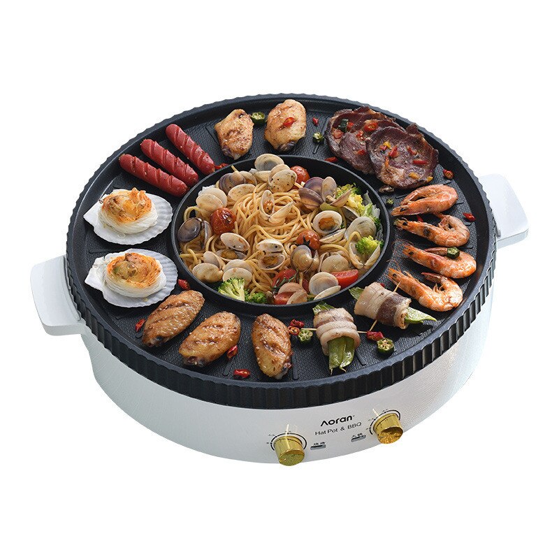 Electric BBQ Grill Hotpot Smokeless Non-Stick Barbecue Grill