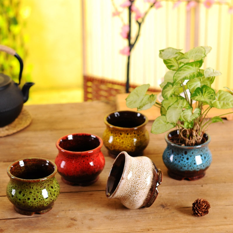 Pack of 5 - Chinese Style Ceramics Flower Pot Bonsai Pots For Succulent Plants