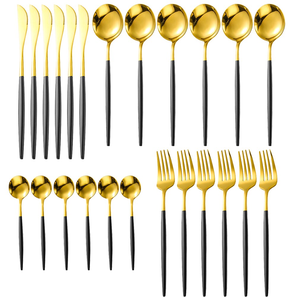 Gold Cutlery Set Stainless Steel Dinnerware Silverware Knife Fork Spoon