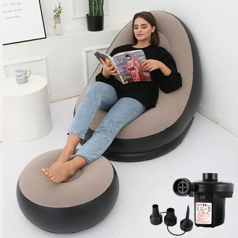 Inflatable Lazy Sofa Couch Chair with Footstool