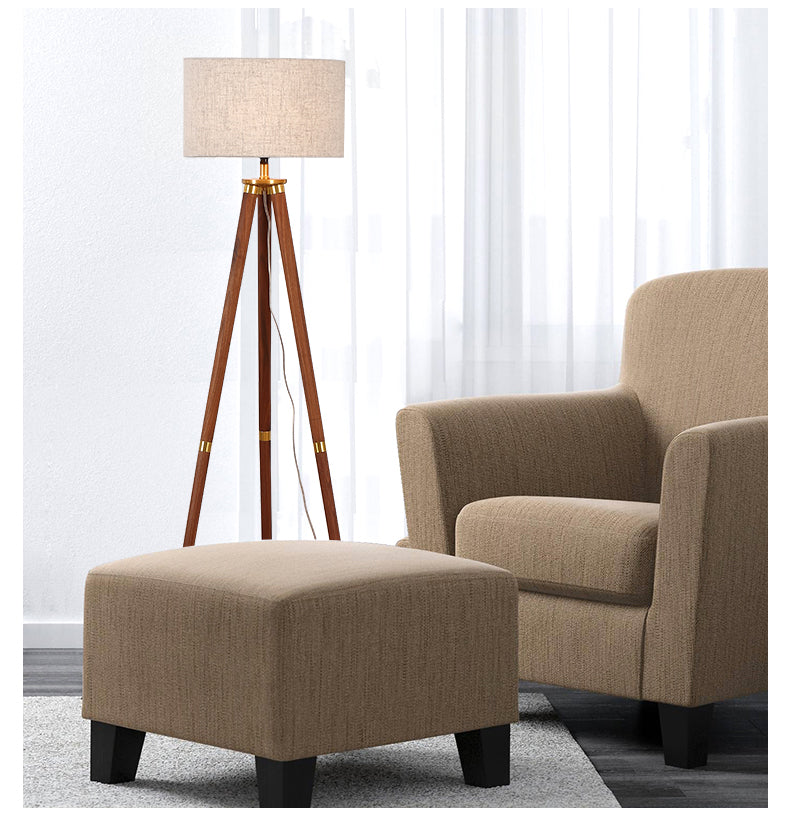 Tripod Floor Light Black White Lampshade Metal Plated