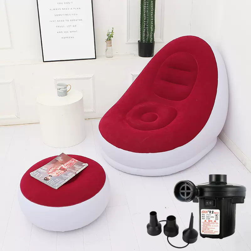 Inflatable Lazy Sofa Couch Chair with Footstool