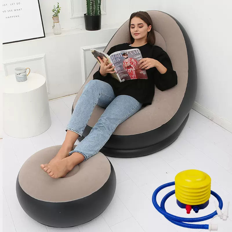 Inflatable Lazy Sofa Couch Chair with Footstool