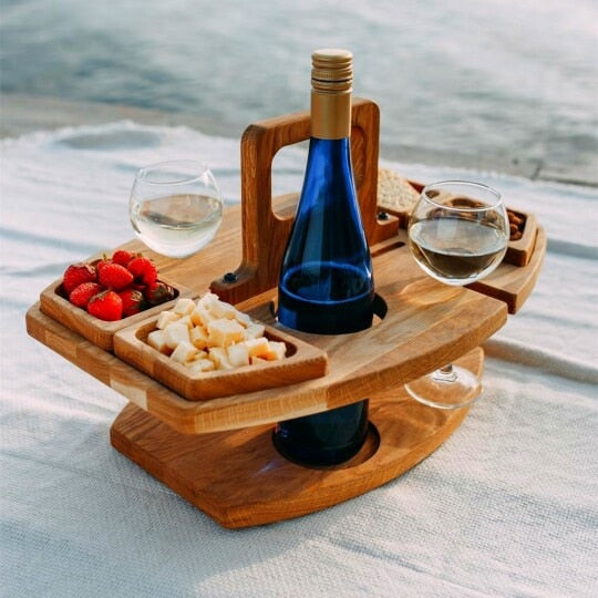 Outdoor Folding Wine Table Fruit Snack Tray