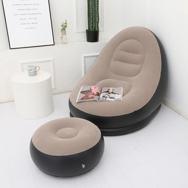 Inflatable Lazy Sofa Couch Chair with Footstool