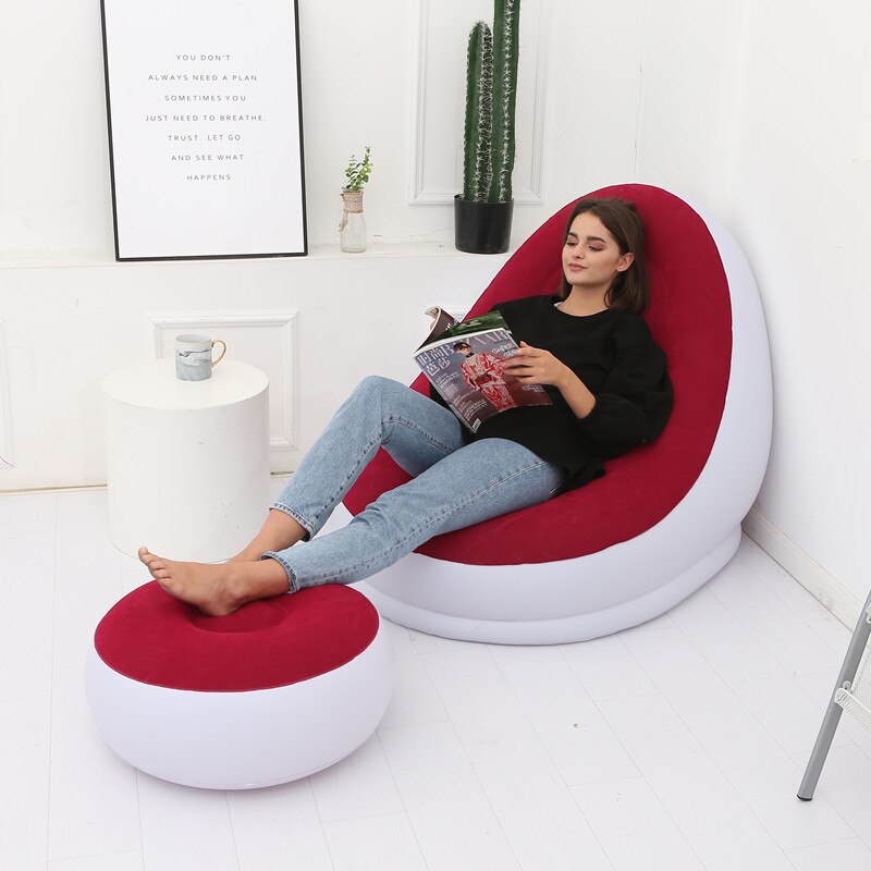 Inflatable Lazy Sofa Couch Chair with Footstool