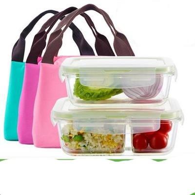 Lunch Tiffin Box for office - Glass Material and Free random color bag - mishiKart