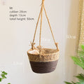 Set of 3 - Straw Flower Pot Hanging Plant Basket Pot