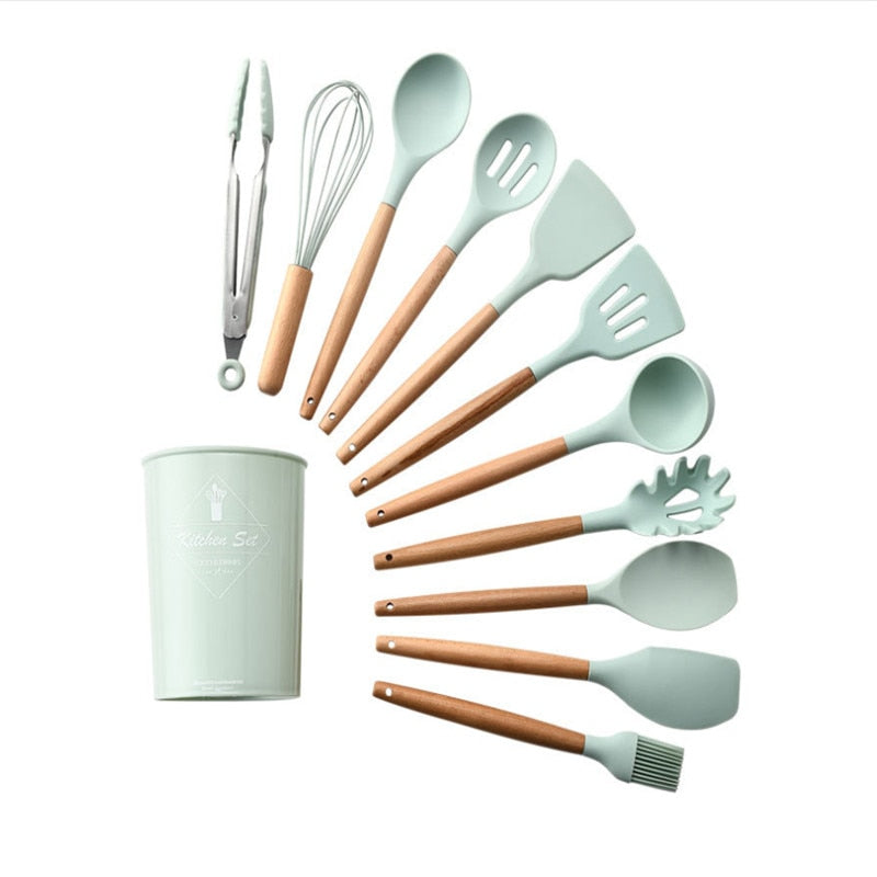 Cooking Tools Set Kitchen Utensils Kitchenware Silicone Non-stick Spatula Spoon 23