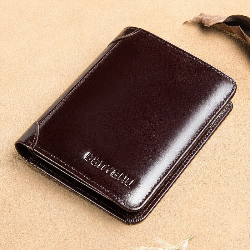 RFID Men's Wallet Purse Genuine Leather Vintage Card Holder