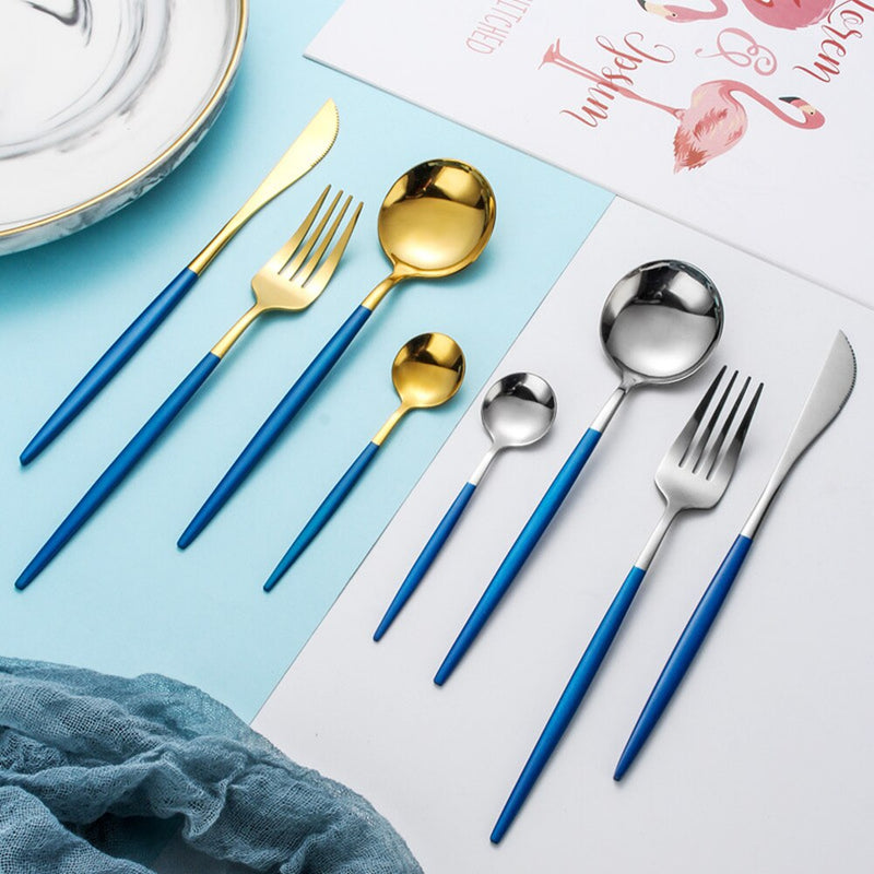 Gold Cutlery Set Stainless Steel Dinnerware Silverware Knife Fork Spoon