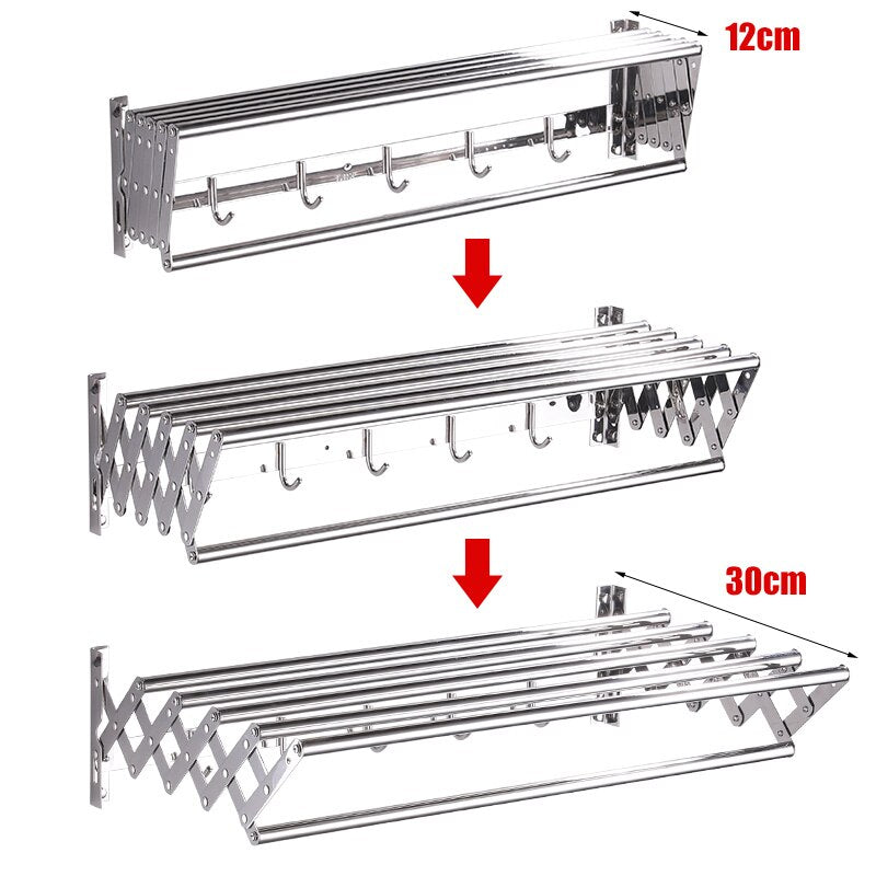 Folding Towel Rack Stainless Steel Wall Mount Drying Rack