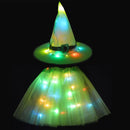 LED Glowing Lights Witch Hat With Skirt Halloween Costume for Kids