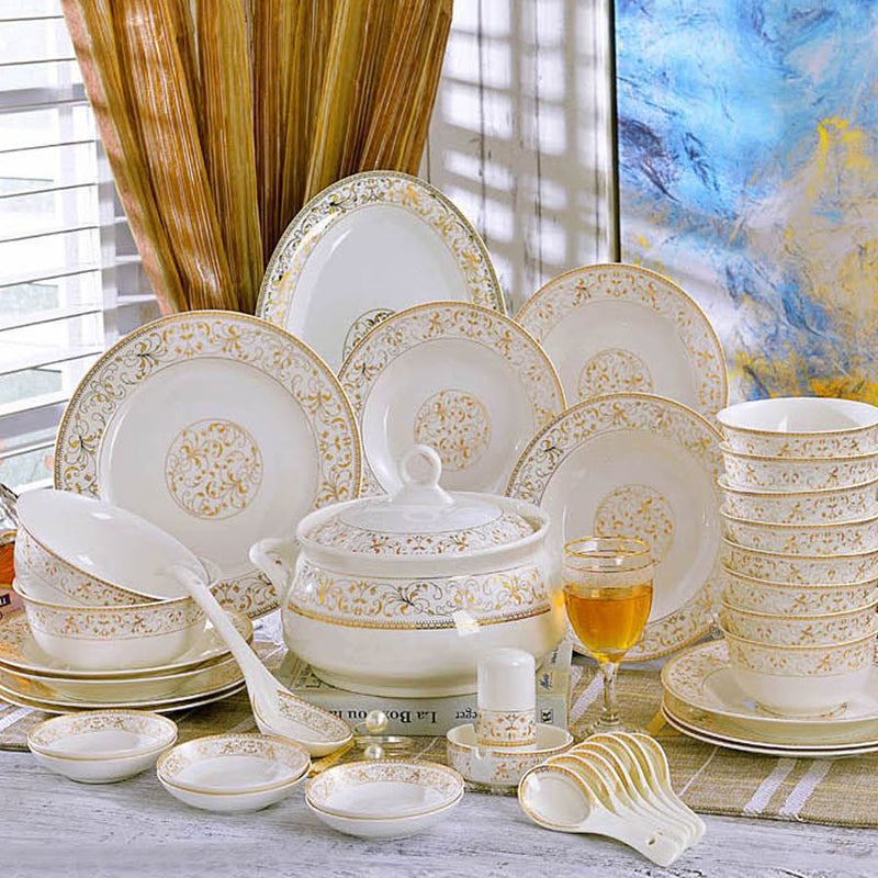 60 Pcs Ceramics Dishes Dish Set Dinnerware Dinner Sets