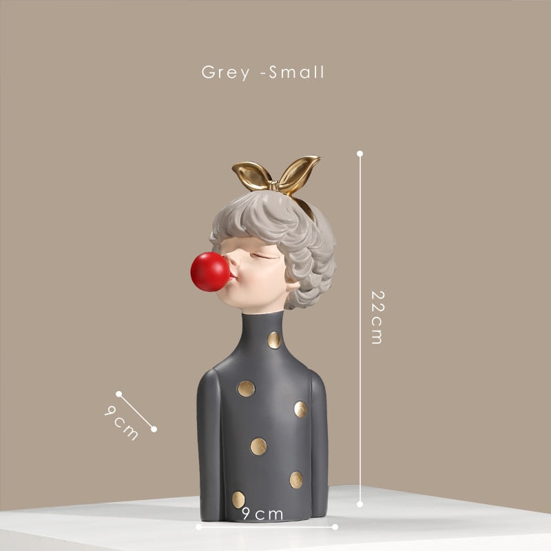 Blowing Bubble Girl Statue Girl Home Decoration