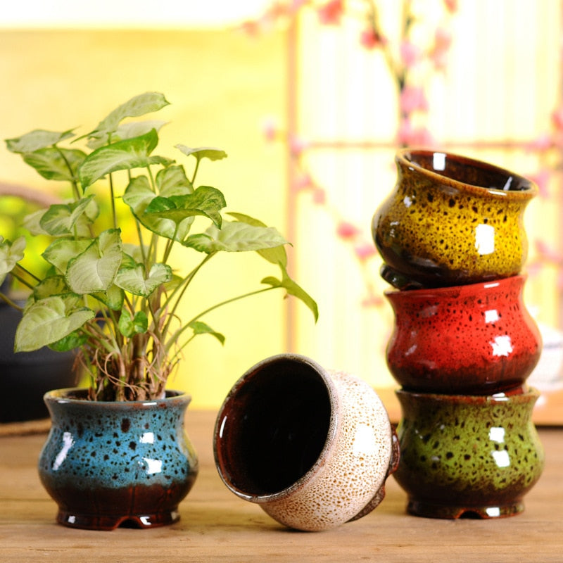Pack of 5 - Chinese Style Ceramics Flower Pot Bonsai Pots For Succulent Plants
