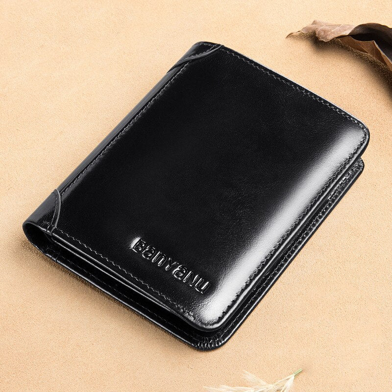 KRASS Leather Vintage Wallets Men Coin Pocket Hasp Small Wallet Card Holder  Male Clutch Money Bag,Black,11.5x2x8.5cm,Collector88