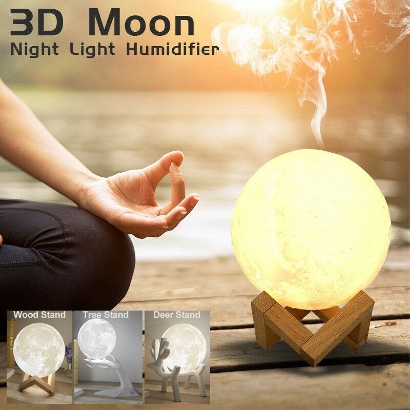 Aroma Air Humidifier With 3D Moon Lamp Light Essential Oil Air Diffuser Mist
