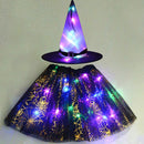 LED Glowing Lights Witch Hat With Skirt Halloween Costume for Kids