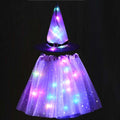 LED Glowing Lights Witch Hat With Skirt Halloween Costume for Kids