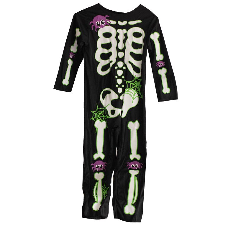 Children Zombie Scary Skeleton Costume for Kids Skull Jumpsuit
