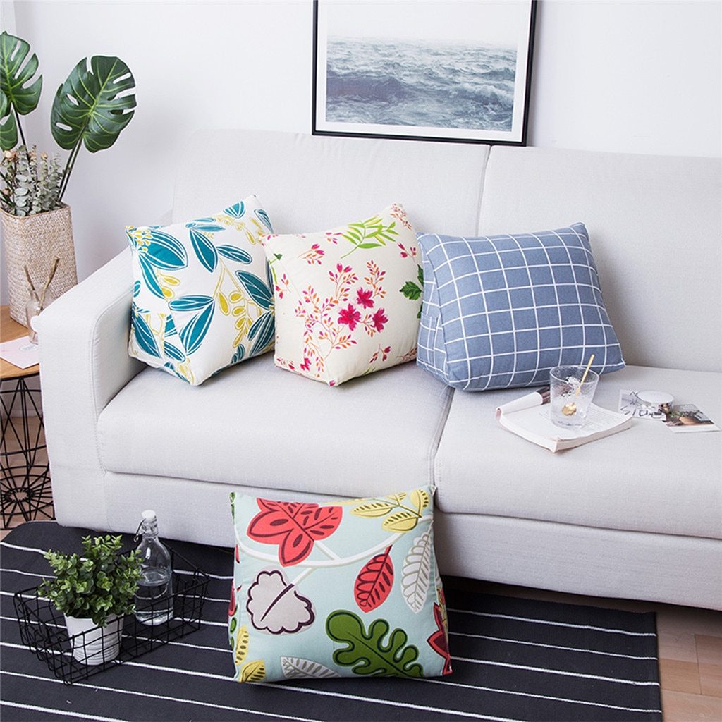 Pack of 2 Cotton Wedge Pillows - Canvas Pillow Cushion - mishiKart