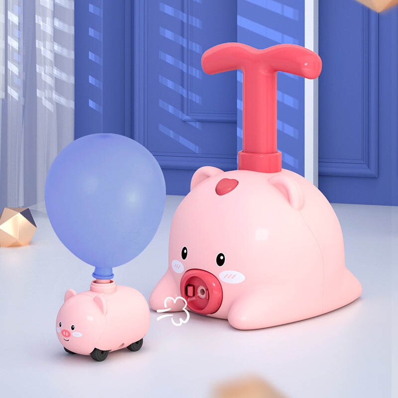 Power Balloon Car Launch Toy Piglet Tiger Inflatable Toys