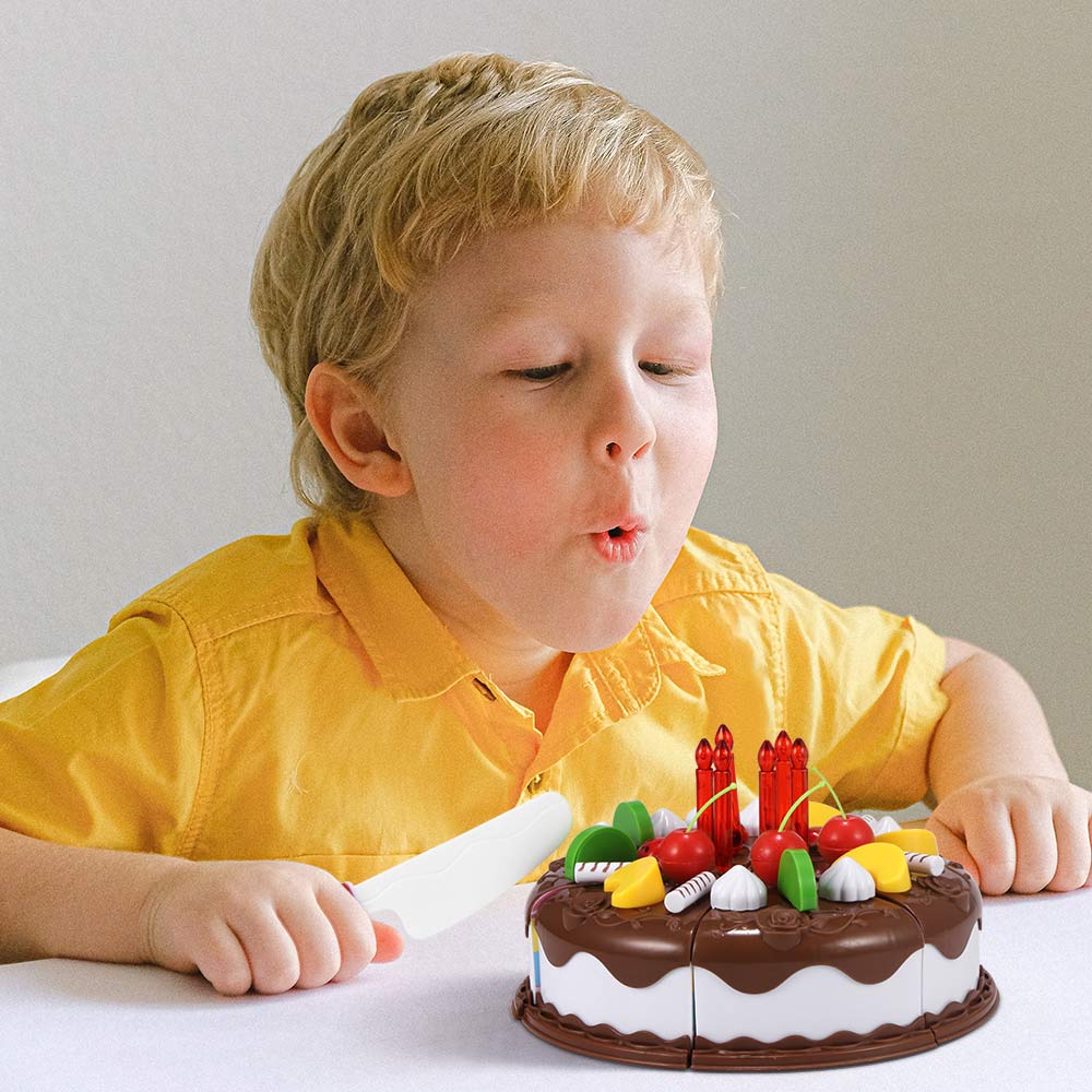 Buy B&K 38 PCS Pretend Play Birthday Cake for Kids, DIY Cutting Birthday  Cake Toy with Candles Fruit Dessert and More, Educational Toy Cake Set for  Girls & Boys &Toddlers Aged 3-9 (