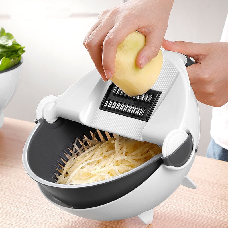 2 In 1 Vegetable Cutter Slicer Chopper Fruit Strainer Basket