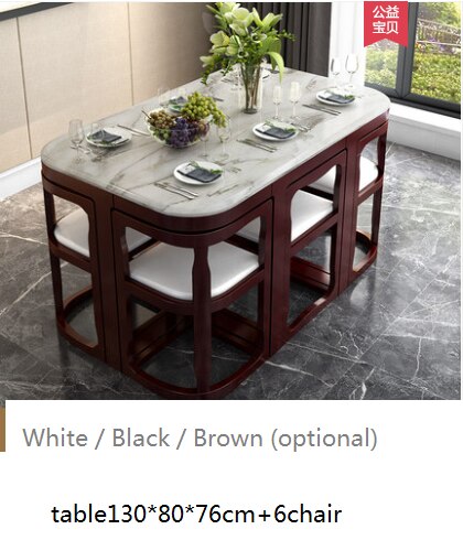 Modern Marble and Solid Wood Round Dining Table