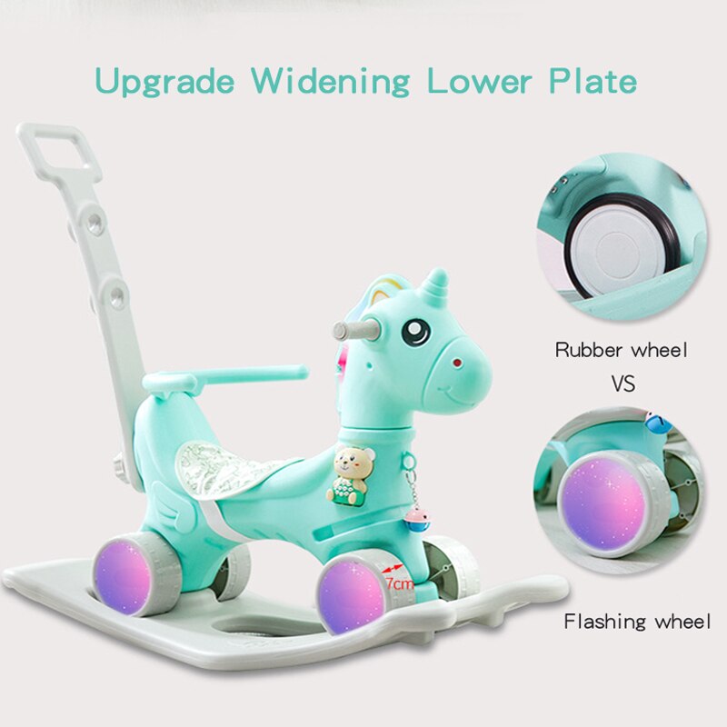 Unicorn Rocking Horse Flashing Wheel Pram Music
