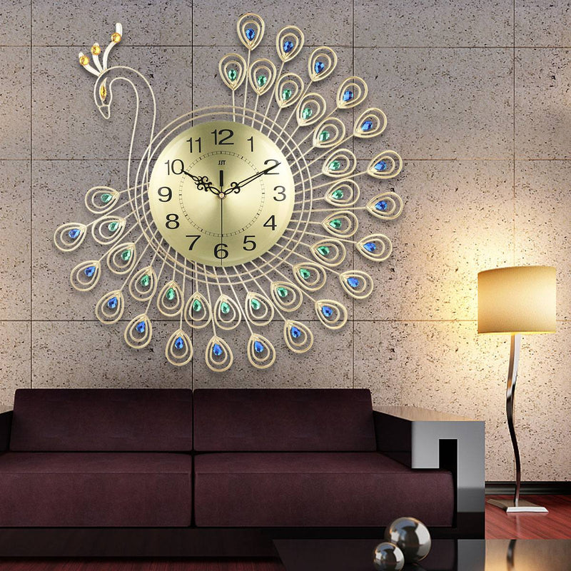 3D Peacock Wall Clock Metal Watch