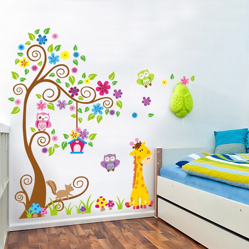 Large Size Trees Animals 3D Wall Stickers Wallpaper