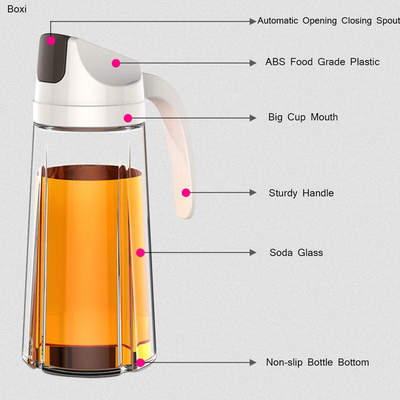 Kitchen Glass Oil Bottle Dispenser Automatic Open Close