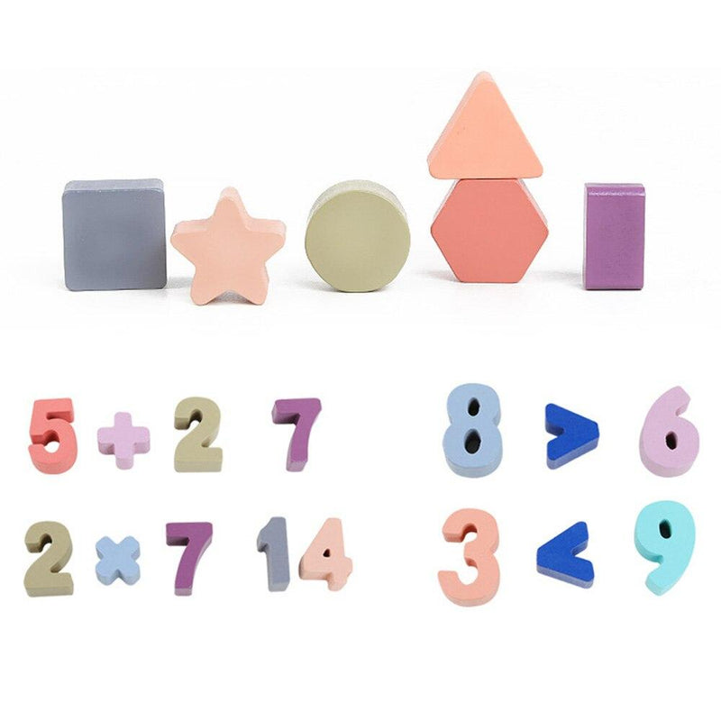 Preschool Wooden Montessori Toys Count Geometric Shape Cognition Match - mishiKart