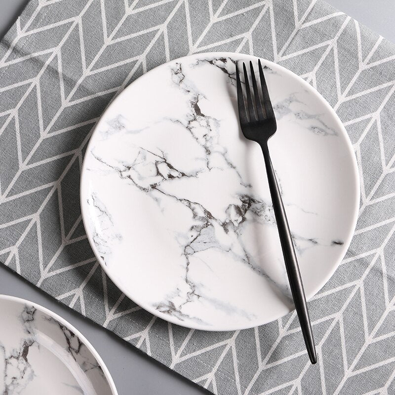 Marble Look Dinner Plates Ceramic Tableware