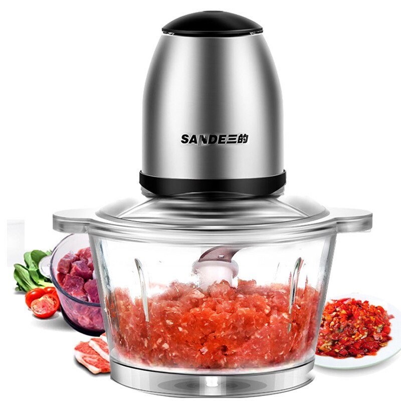 Meat Grinder Electric Stainless Steel Mixer 2L Food Processor Portable Blender