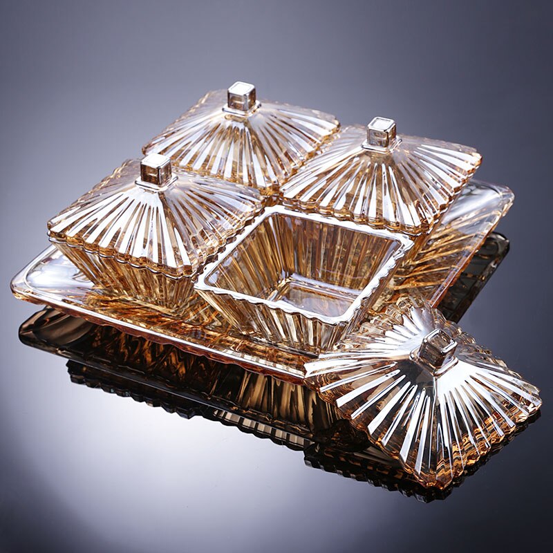 Cover Glass Plate dry fruit nut snack tray