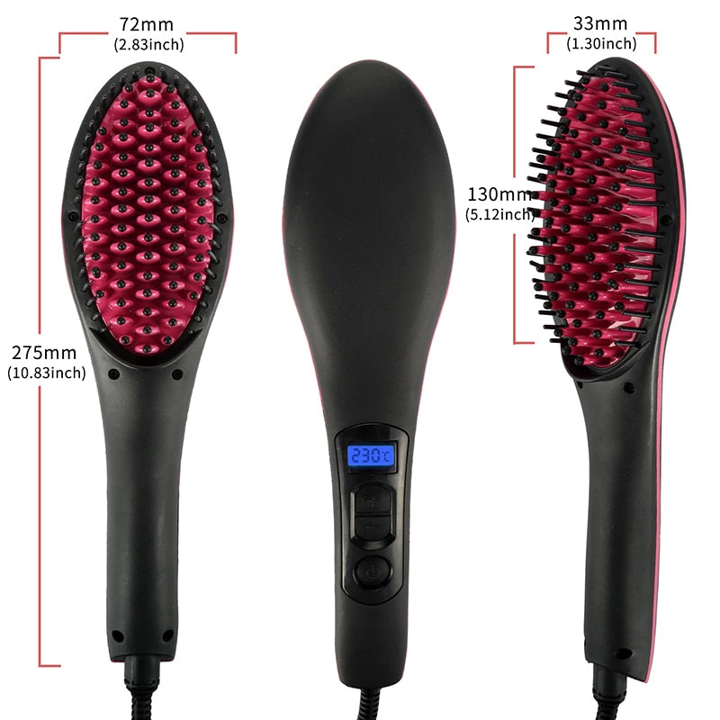 Hair Straightener Brush Fast Straightening Comb LCD Display
