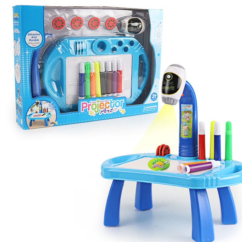 NEW LED Children Projector Art Drawing Board Kids Learning Painting Table  Desk