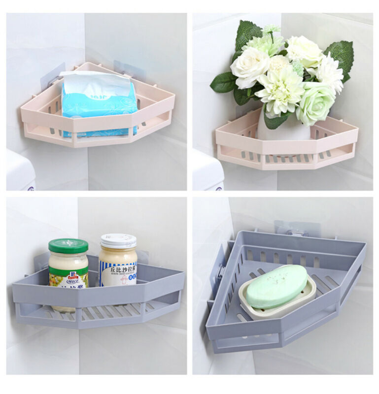 Pack of 3 Suction Wall Triangular Shower Caddy Shelf Bathroom Corner