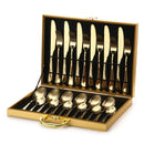 24pcs Luxury Stainless Steel Steak Knife Fork Cutlery Set