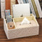 Tissue Box Leather Remote Controller Storage Box Desk Organizer