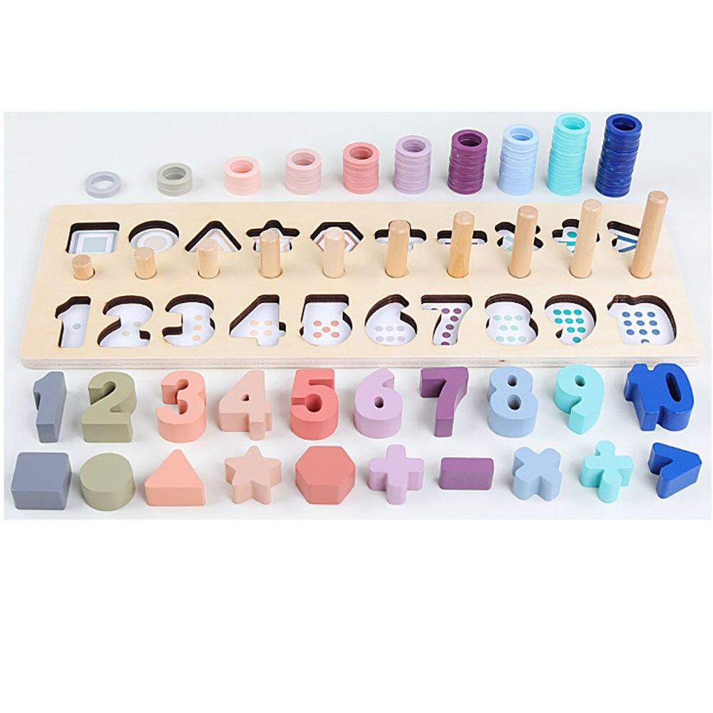 Preschool Wooden Montessori Toys Count Geometric Shape Cognition Match - mishiKart